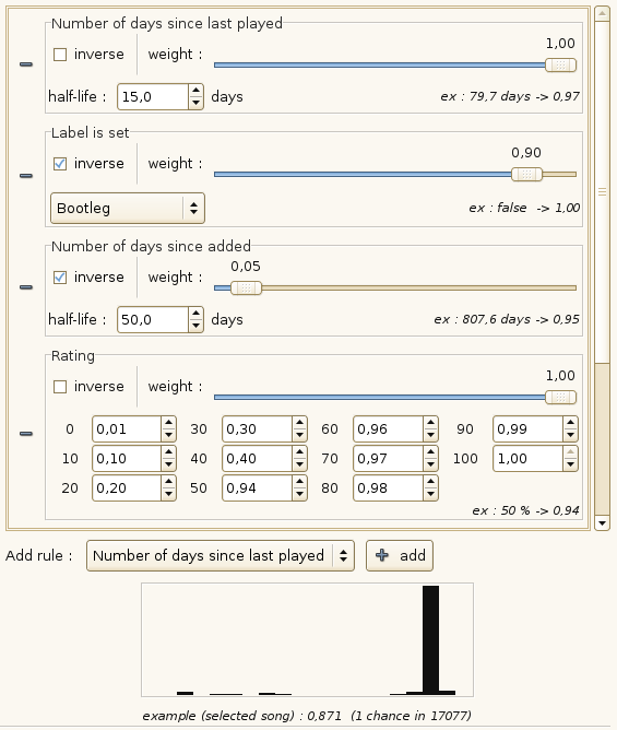 screenshot of a weighted random mode